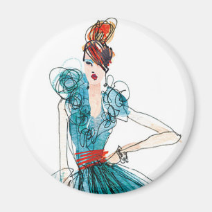 Wild Apple Haute Couture Fashion Sketch Magnet