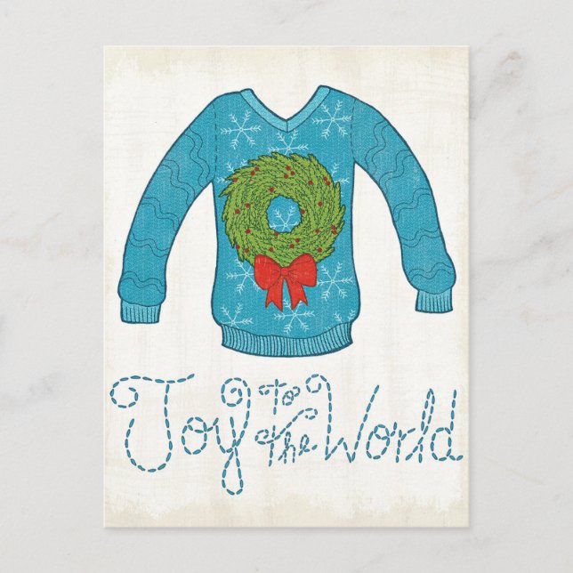 Wild Apple | Joy To The World - Christmas Sweater Holiday Postcard (Front)