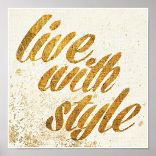 Wild Apple   Live With Style - Girly Quote Poster