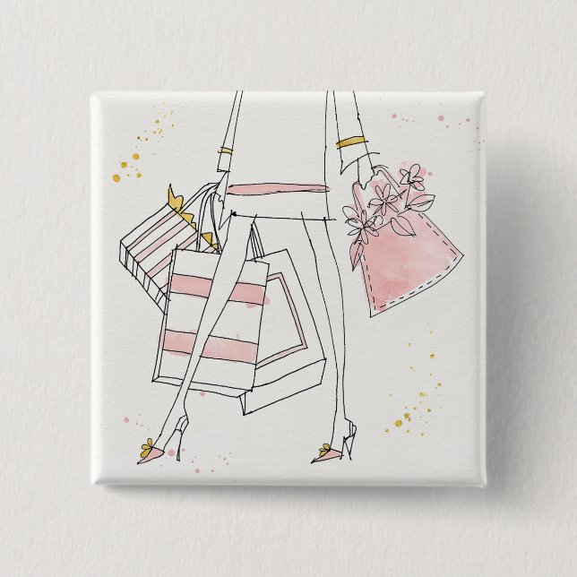 Wild Apple | Modern Pink Fashion Sketch 15 Cm Square Badge (Front)