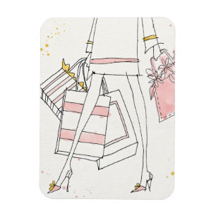 Wild Apple   Modern Pink Fashion Sketch Magnet