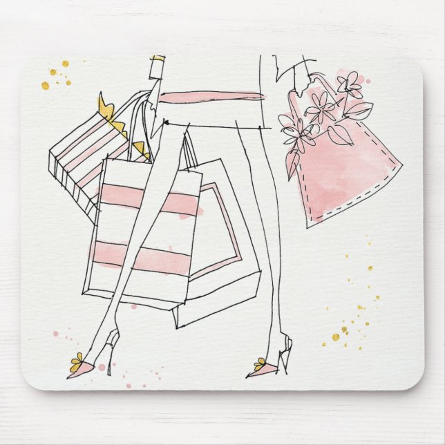 Wild Apple | Modern Pink Fashion Sketch Mouse Pad (Front)