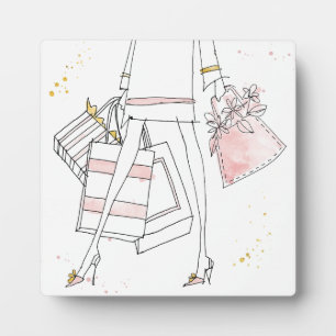 Wild Apple   Modern Pink Fashion Sketch Plaque