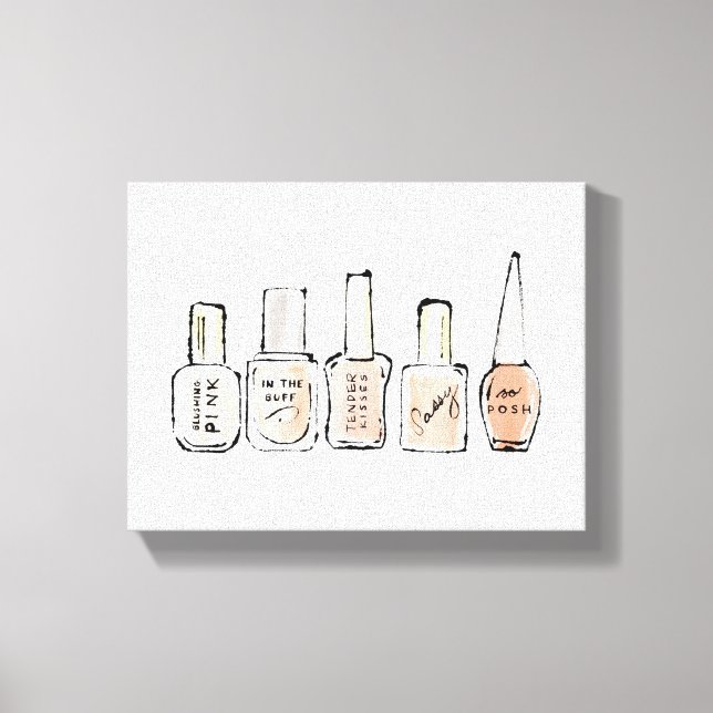 Wild Apple | Modern Pink Nail Polish Sketch Canvas Print (Front)