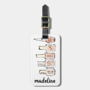 Wild Apple   Modern Pink Nail Polish Sketch Luggage Tag