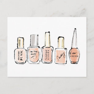 Wild Apple Modern Pink Nail Polish Sketch Postcard