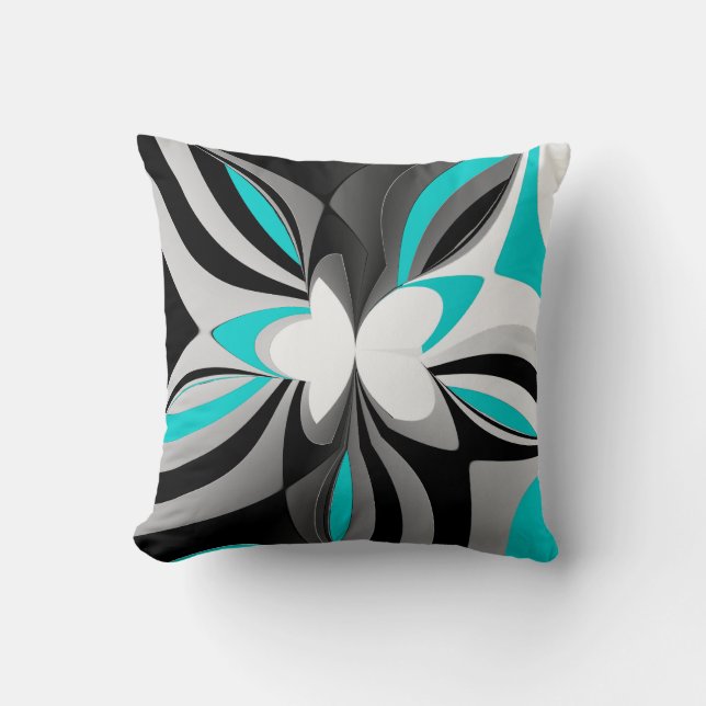 wild aqua abstract cushion (Front)