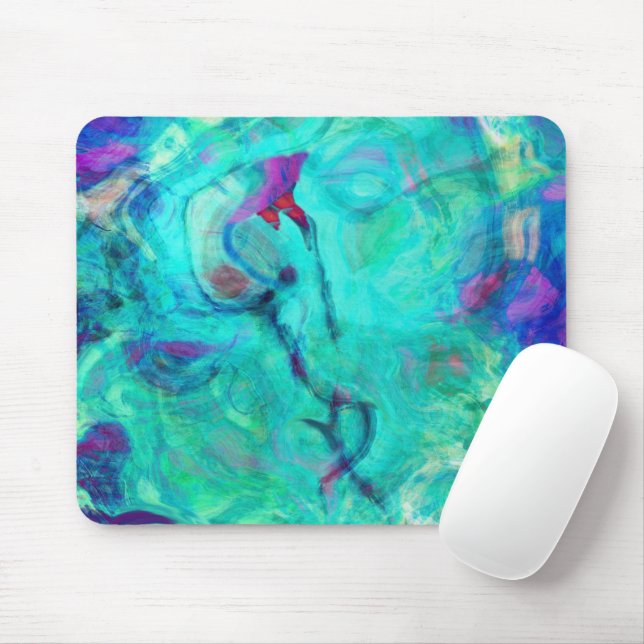 Wild Aqua Water Abstract Art Mouse Pad (With Mouse)