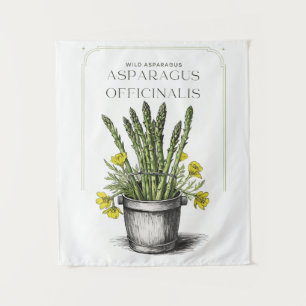Wild Asparagus Sketch Design: Nature-Inspired  Tapestry