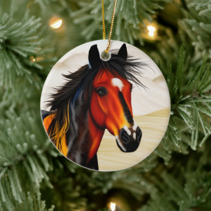 Wild At Heart - A Spirited Western Pinto Pony Ceramic Tree Decoration