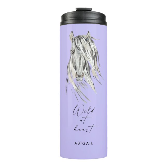 Wild at Heart Custom Name Lavender Thermal Tumbler (Front)