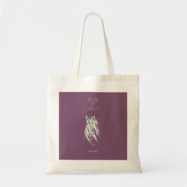 Wild at Heart Custom Name Lilac Bridesmaid  Tote Bag (Front)