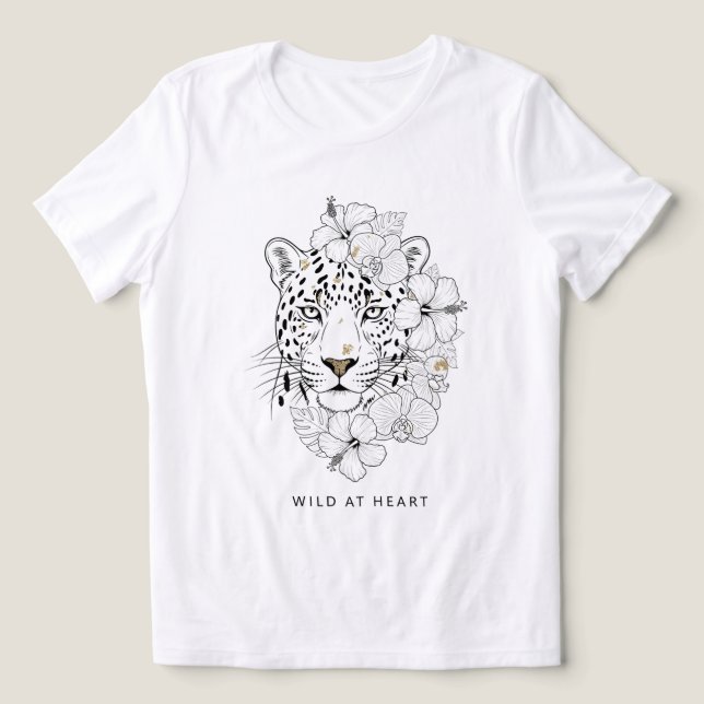 Wild at Heart – Elegant Leopard and Floral Line Ar Tri-Blend Shirt (Design Front)