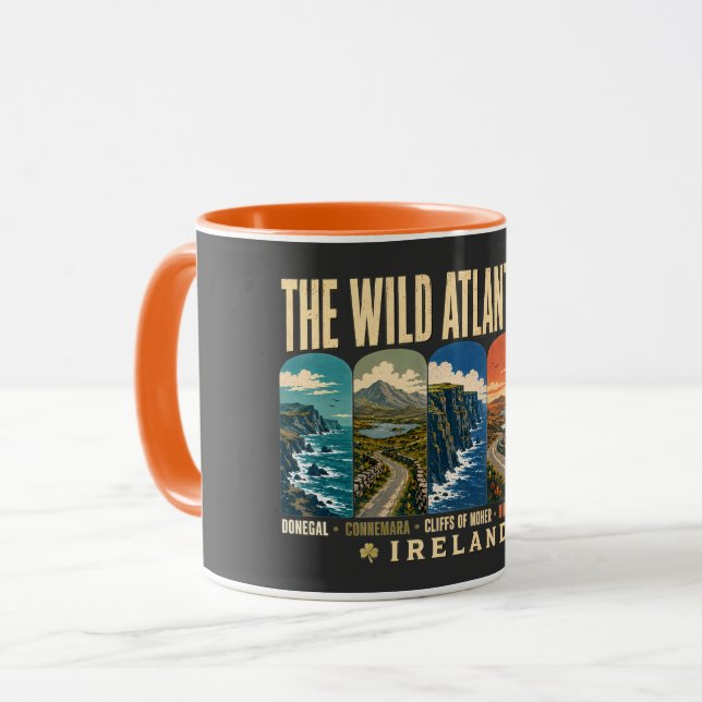 Wild Atlantic Way Ireland Landmarks Illustration Mug (Front Left)