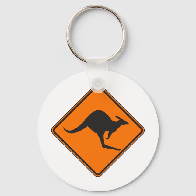 Wild Australian Kangaroo Marsupial Roo Silhouette Key Ring (Front)