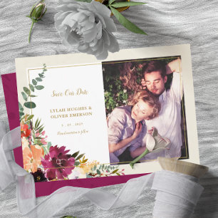 Wild Autumn Bouquet   Photo Save the Date Announce Announcement