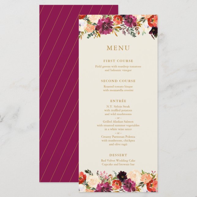 Wild Autumn Bouquet | Wedding Menu (Front/Back)