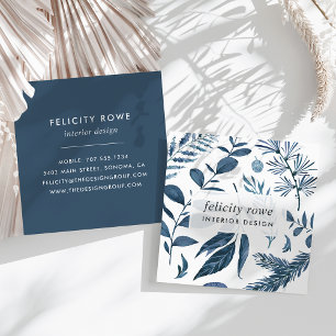 Wild Azure   Botanical Print Square Business Card