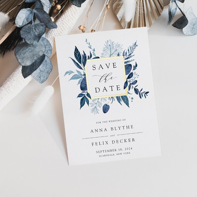 Wild Azure Foil Save the Date Card (Creator Uploaded)