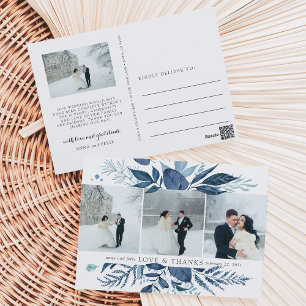 Wild Azure   Multi Photo Wedding Thank You Postcard