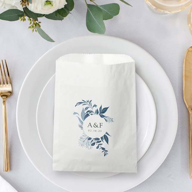 Wild Azure Wedding Monogram Favour Bags (Creator Uploaded)