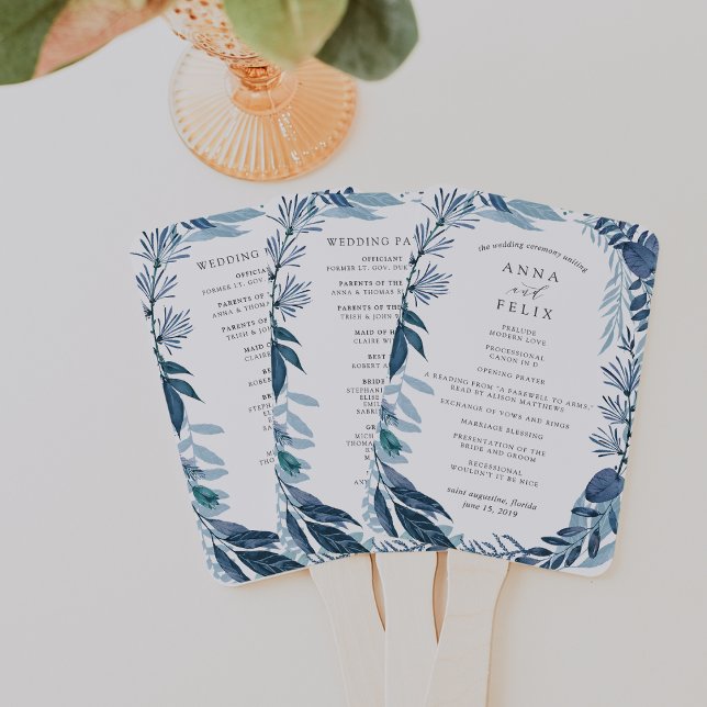 Wild Azure Wedding Program Hand Fan (Creator Uploaded)