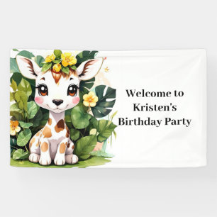Wild Baby Giraffe Safari Birthday Banner