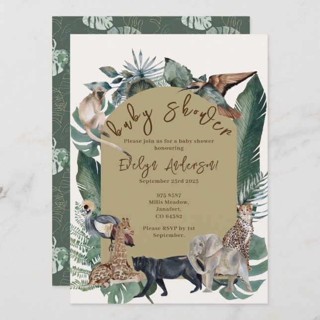 Wild Baby Shower Invitation (Front/Back)