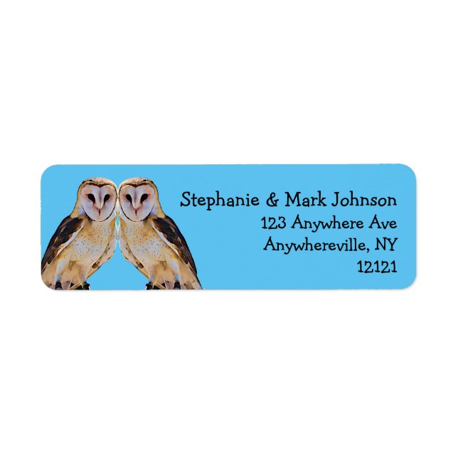 Wild Barn Owl Bird Artwork Name Personalised Blue (Front)