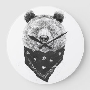 Wild bear large clock