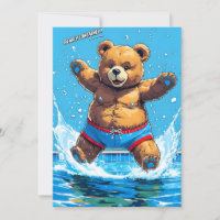 Wild Bear Summer Vintage Pool