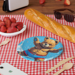 Wild Bear Summer Vintage Pool Paper Plate