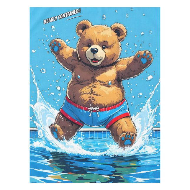 Wild Bear Summer Vintage Pool  Tablecloth (Front)