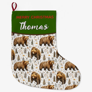 Wild Bear Woodland Large Christmas Stocking