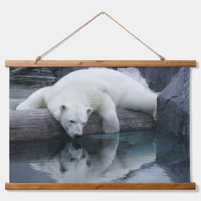 Wild Bears - Reflections Polar Bear Hanging Tapestry (Front)