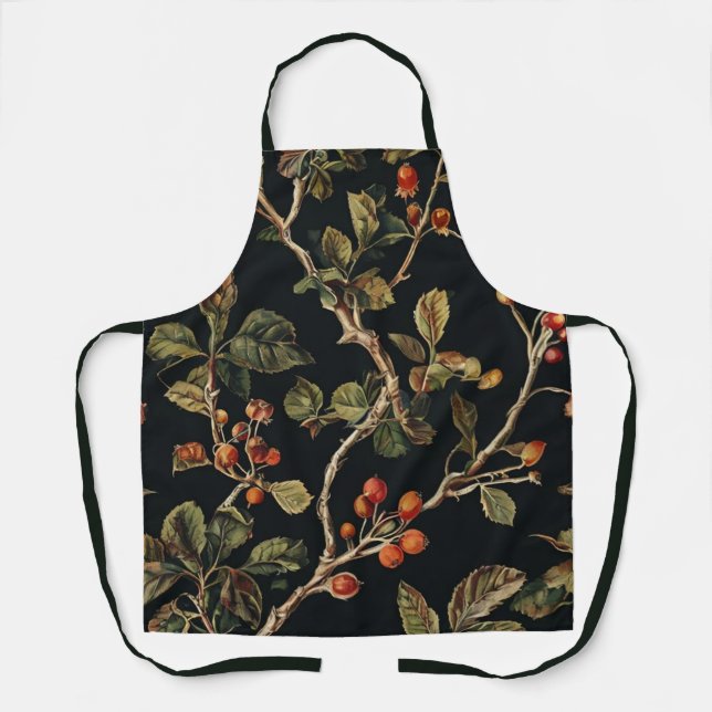 Wild Berries Black Apron - Pink Berry Custom Print (Front)