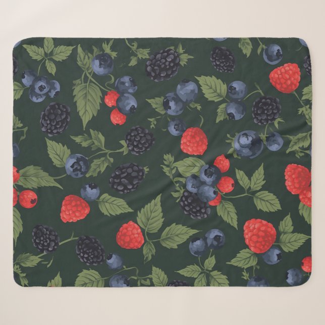 Wild Berries Pattern Sherpa Blanket (Front (Horizontal))