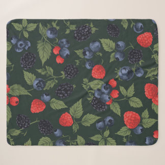 Wild Berries Pattern Sherpa Blanket | Blackberry,