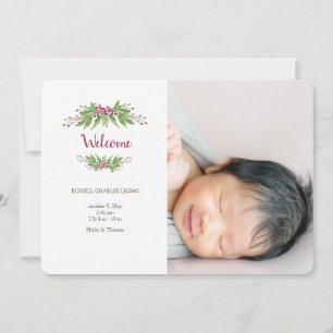 Wild Berries Photo Birth Announcement