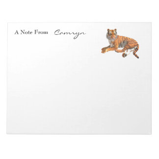 Wild Big Cat Tiger Over Black Personalised Name Notepad