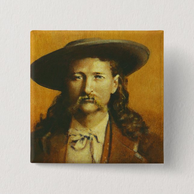Wild Bill Hickok Illustration 15 Cm Square Badge (Front)