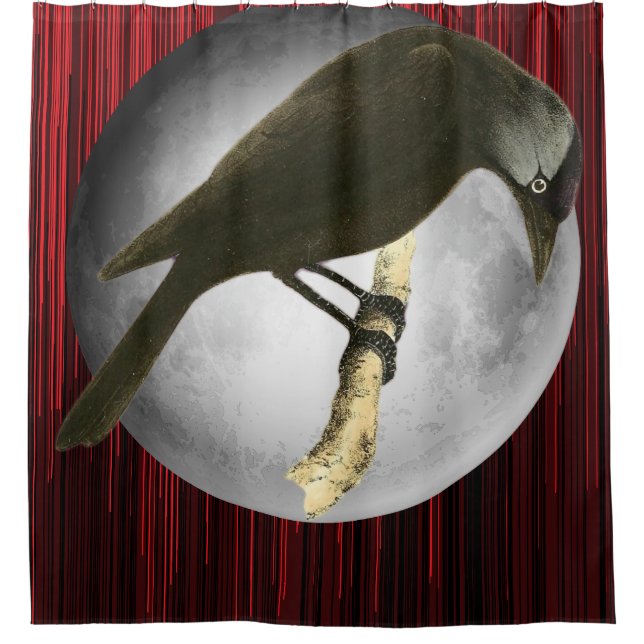Wild Birds Art - The Moon Raven  Shower Curtain (Front)