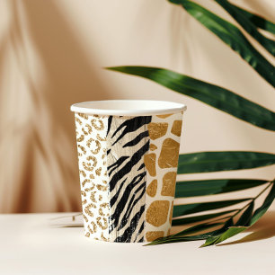 Wild birthday animal print gold Safari  Paper Cups