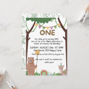 Wild Birthday Awaits : 1 year birthday invitation