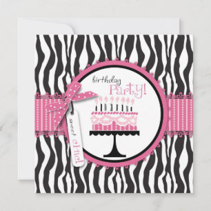 Wild Birthday Cake Card Square Pink