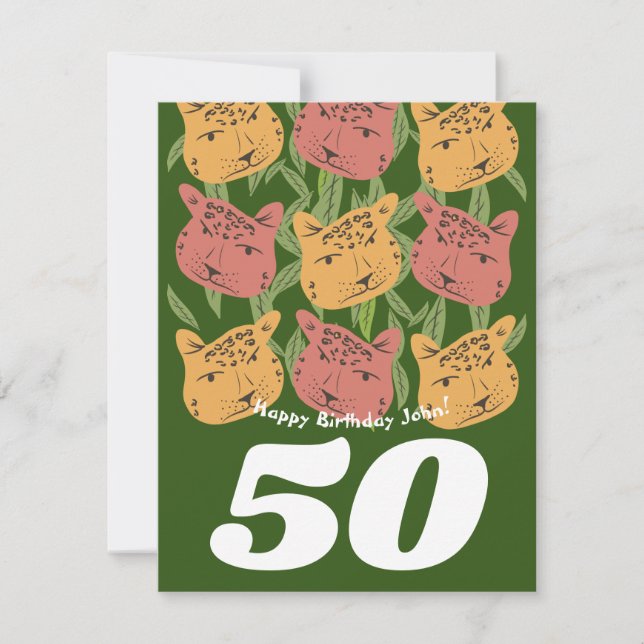 Wild Birthday Leopard Cat Jungle Card (Front)