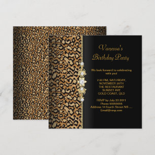 Wild Birthday Party Gold Black Animal Invitation