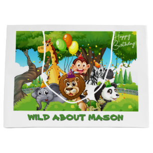 Wild Birthday Personalized Jungle theme Gift Bag