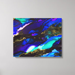 Wild Black and Purple Alcohol Ink Painting Canvas Print