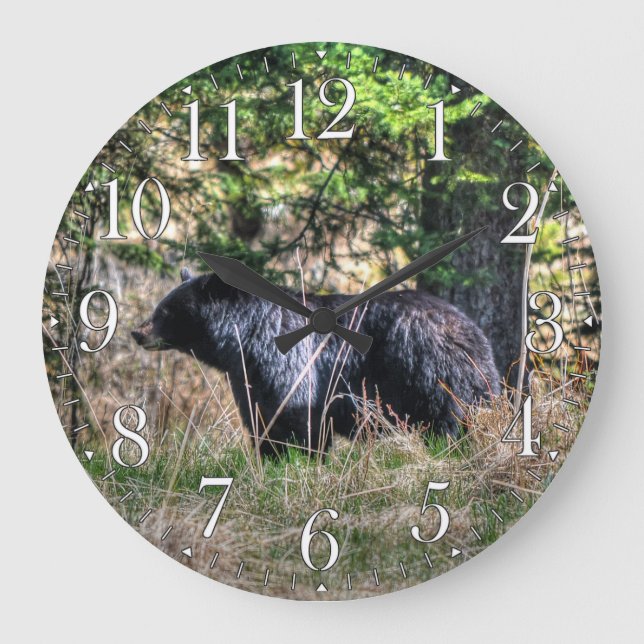 Wild Black Bear & Forest Wildlife Photo Wall Clock (Front)